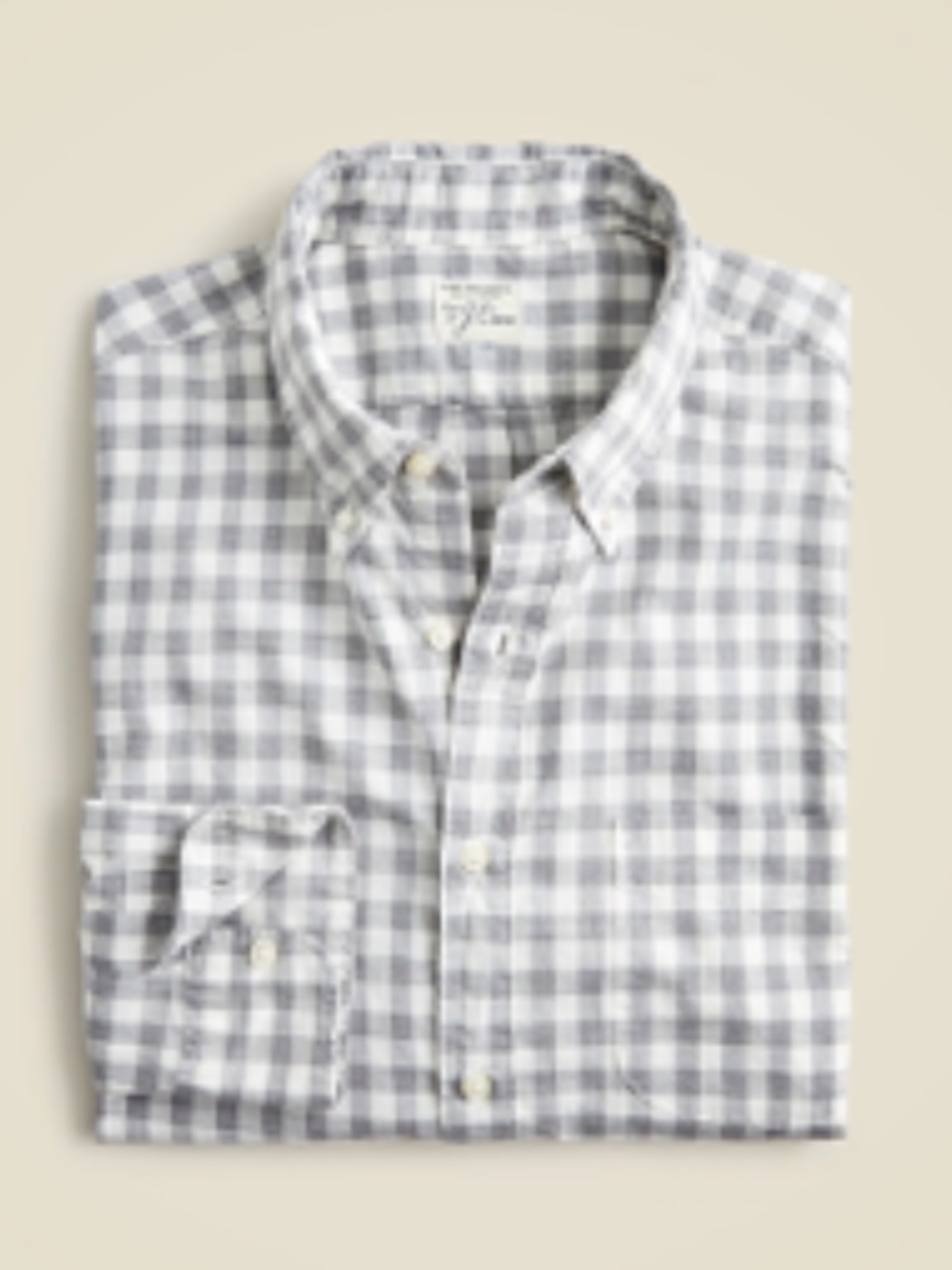 J.Crew Secret Wash Gingham Shirt Grey White Size Medium